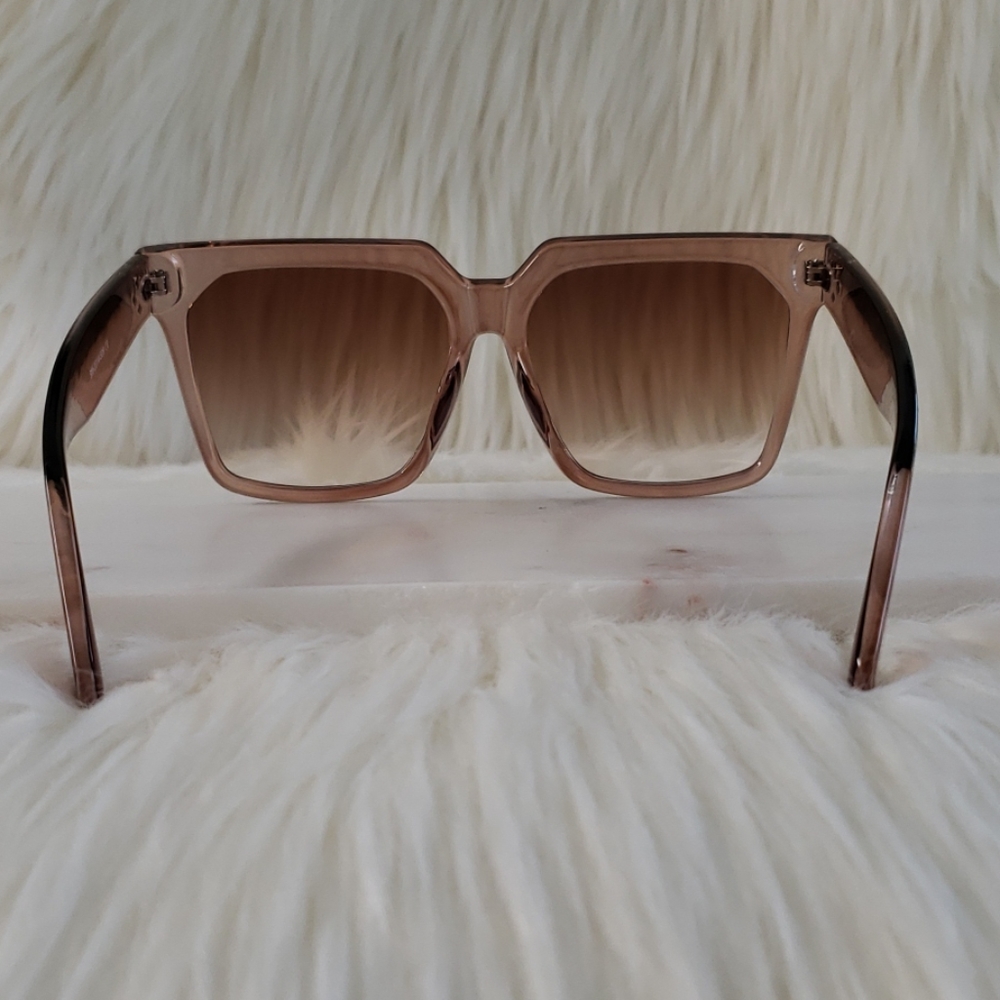 🎅 Oversized Tea Color Luxury Flat Top Sunglasses - Picture 6 of 7
